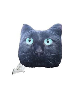 Black Cat Face Pillow - Pet-Themed Decorative Cushion